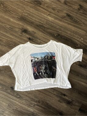 Chaser White Cropped Graphic Tee with Crosswalk Photo